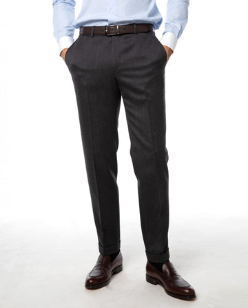 Grey Classic Trousers Soft Slim 100% Flece wool